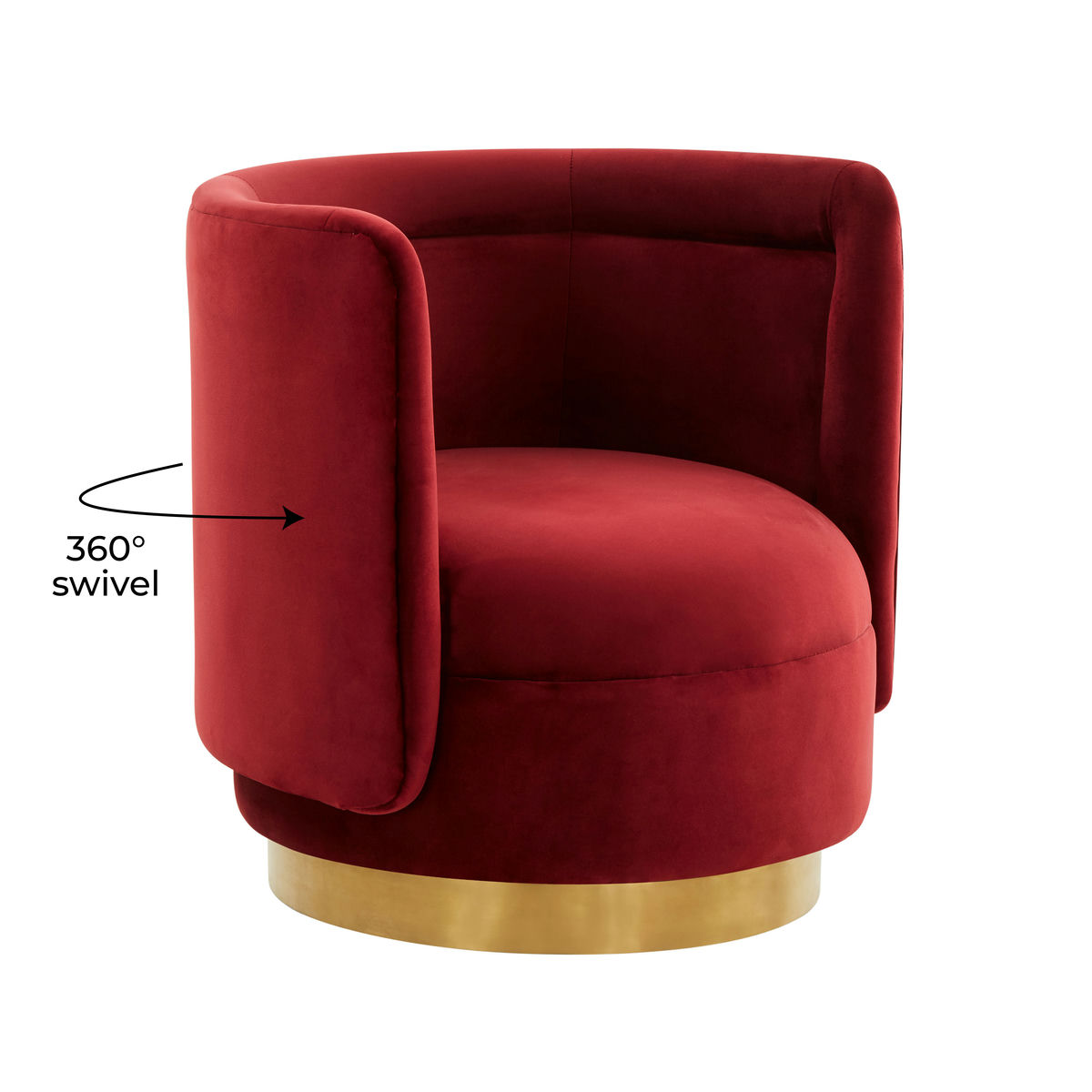 TOV Furniture Remy Maroon Velvet Swivel Chair