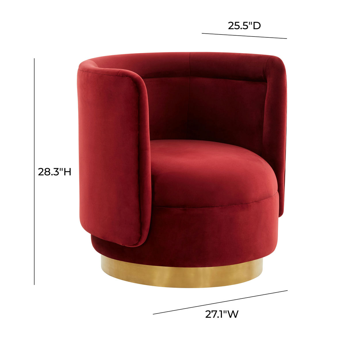 TOV Furniture Remy Maroon Velvet Swivel Chair