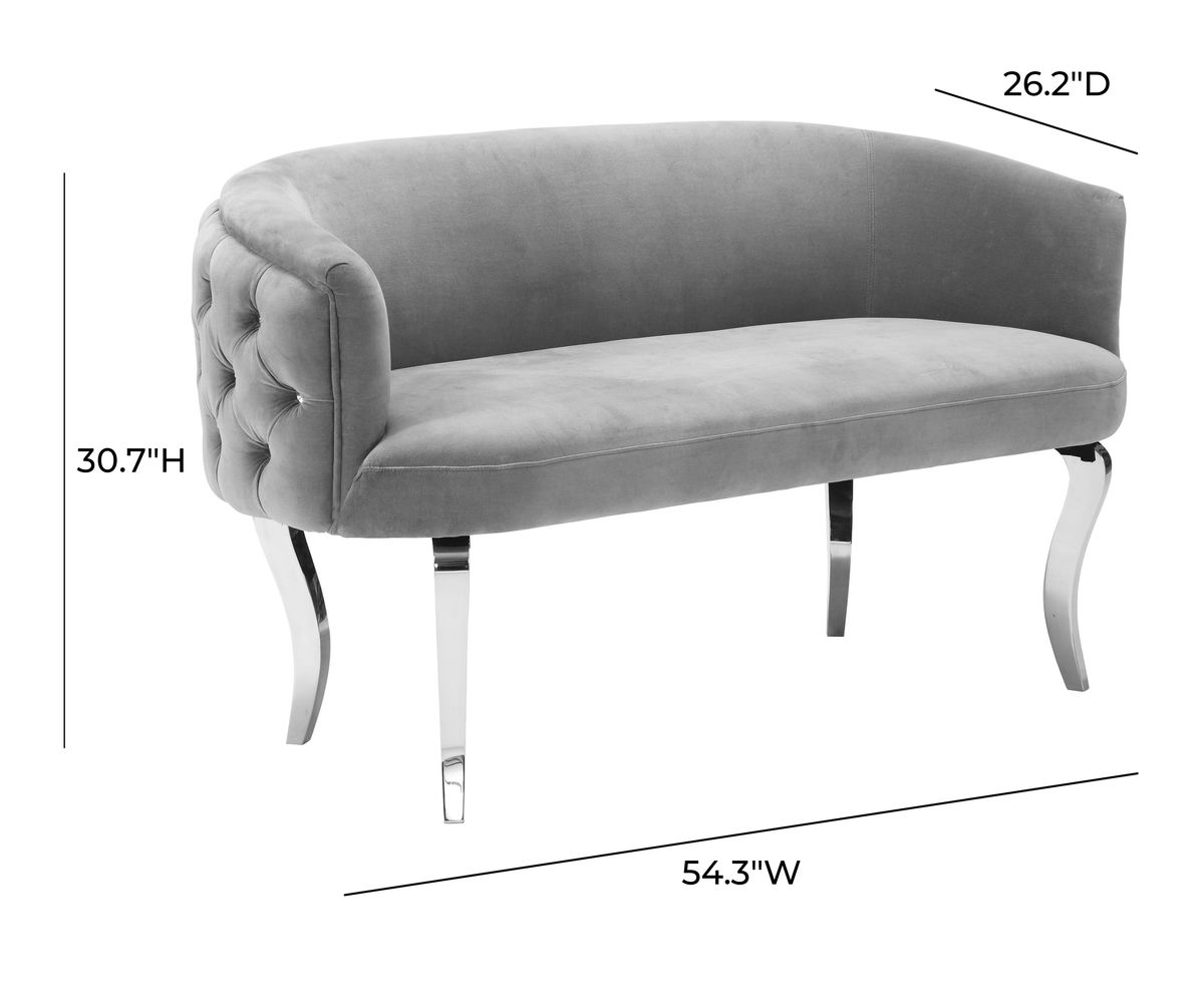 TOV Furniture Adina Grey Velvet Loveseat