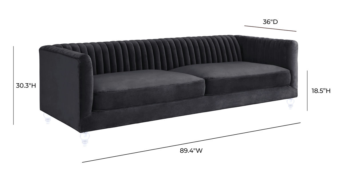 TOV Furniture Aviator Grey Velvet Sofa