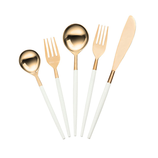 TOV Furniture Stainless Steel Rose Gold/White 20 pc Flatware Set