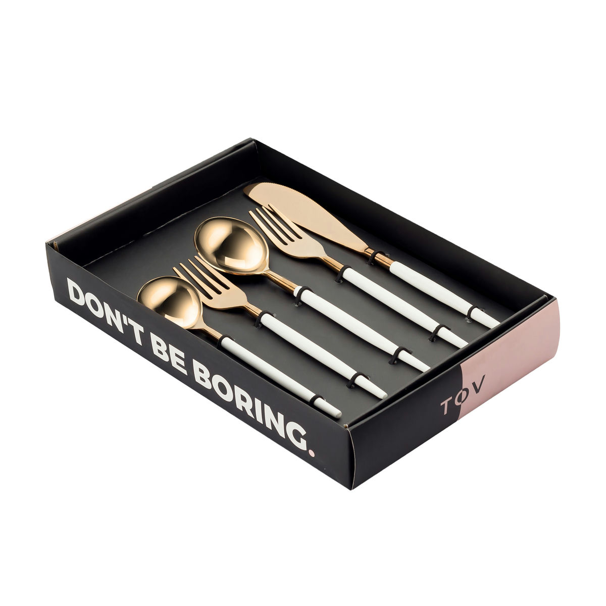 TOV Furniture Stainless Steel Rose Gold/White 20 pc Flatware Set