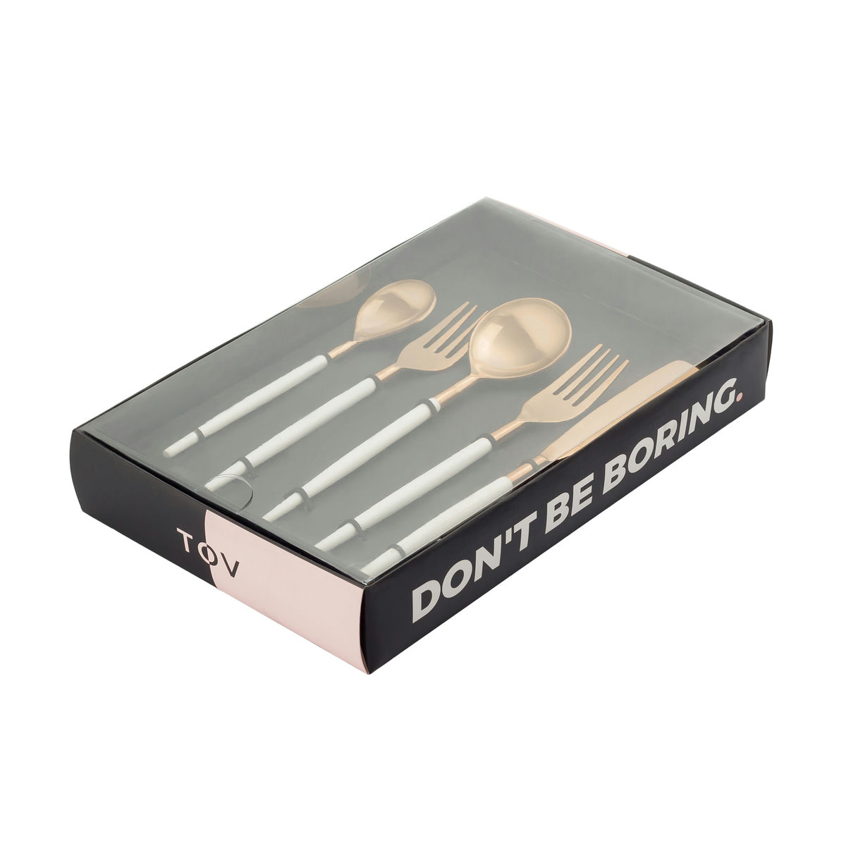 TOV Furniture Stainless Steel Rose Gold/White 20 pc Flatware Set