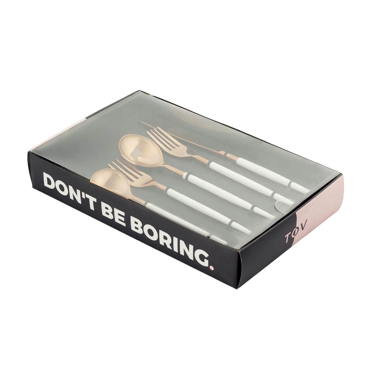 TOV Furniture Stainless Steel Rose Gold/White 20 pc Flatware Set