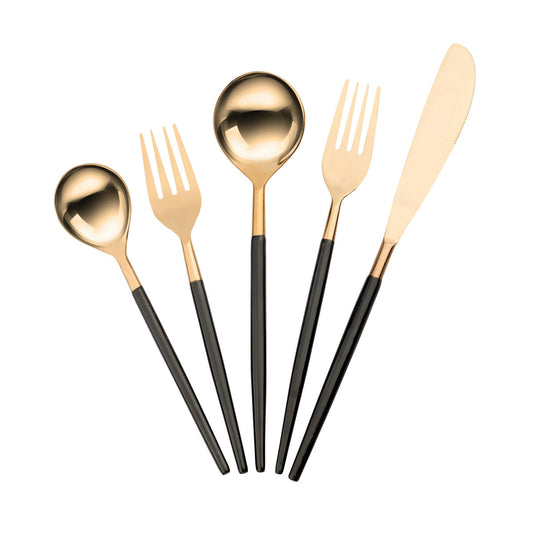 TOV Furniture Stainless Steel Rose Gold/Black 20 pc Flatware - Set of 4