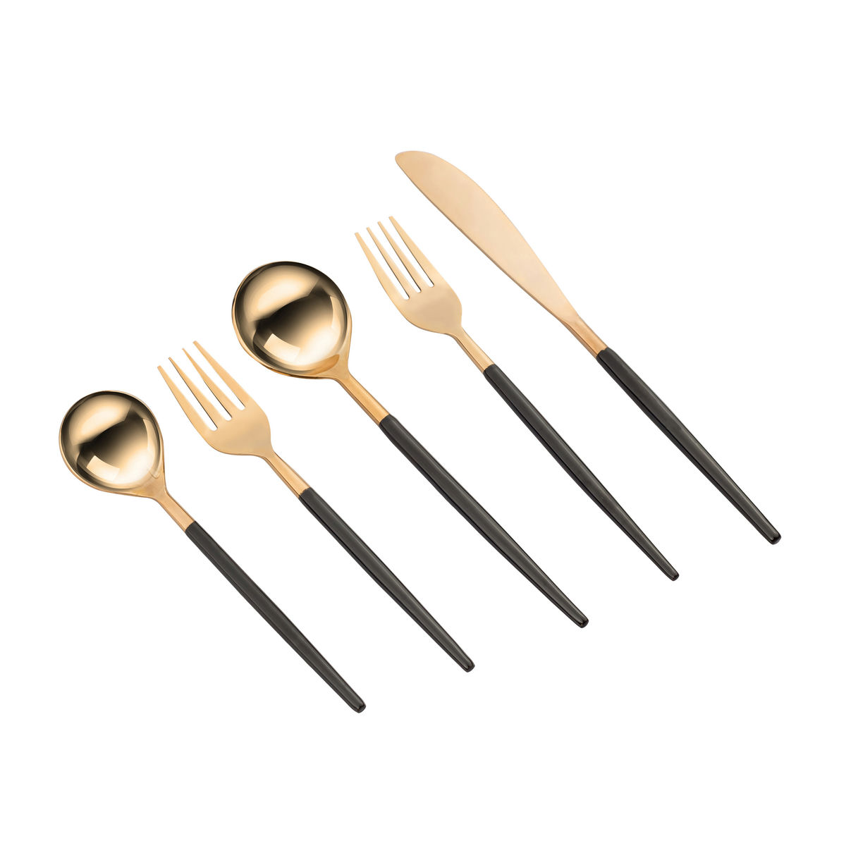 TOV Furniture Stainless Steel Rose Gold/Black 20 pc Flatware - Set of 4
