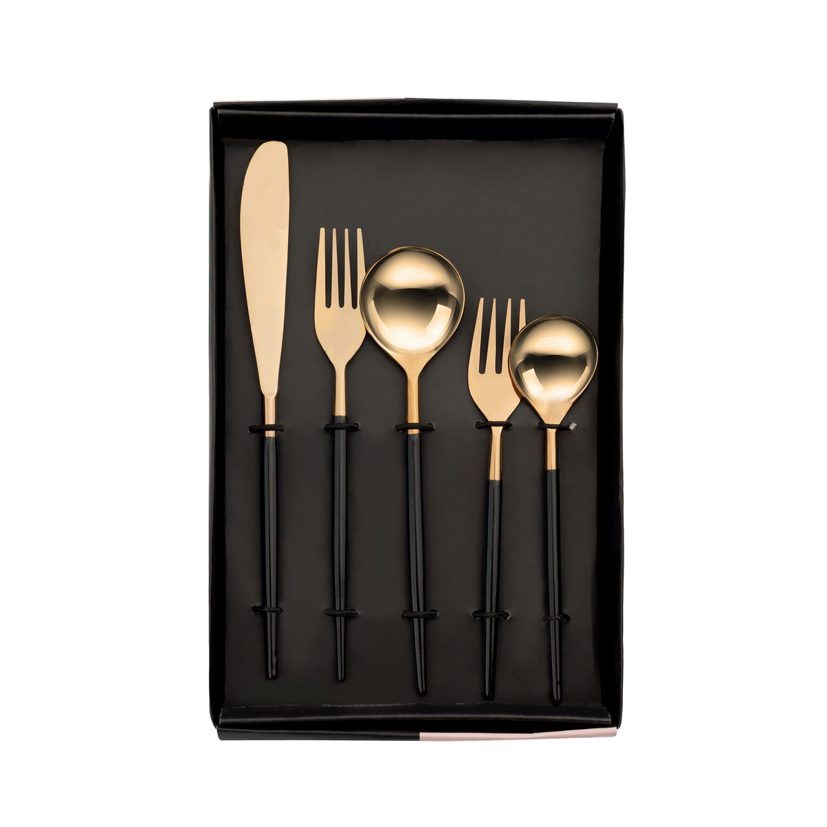 TOV Furniture Stainless Steel Rose Gold/Black 20 pc Flatware - Set of 4