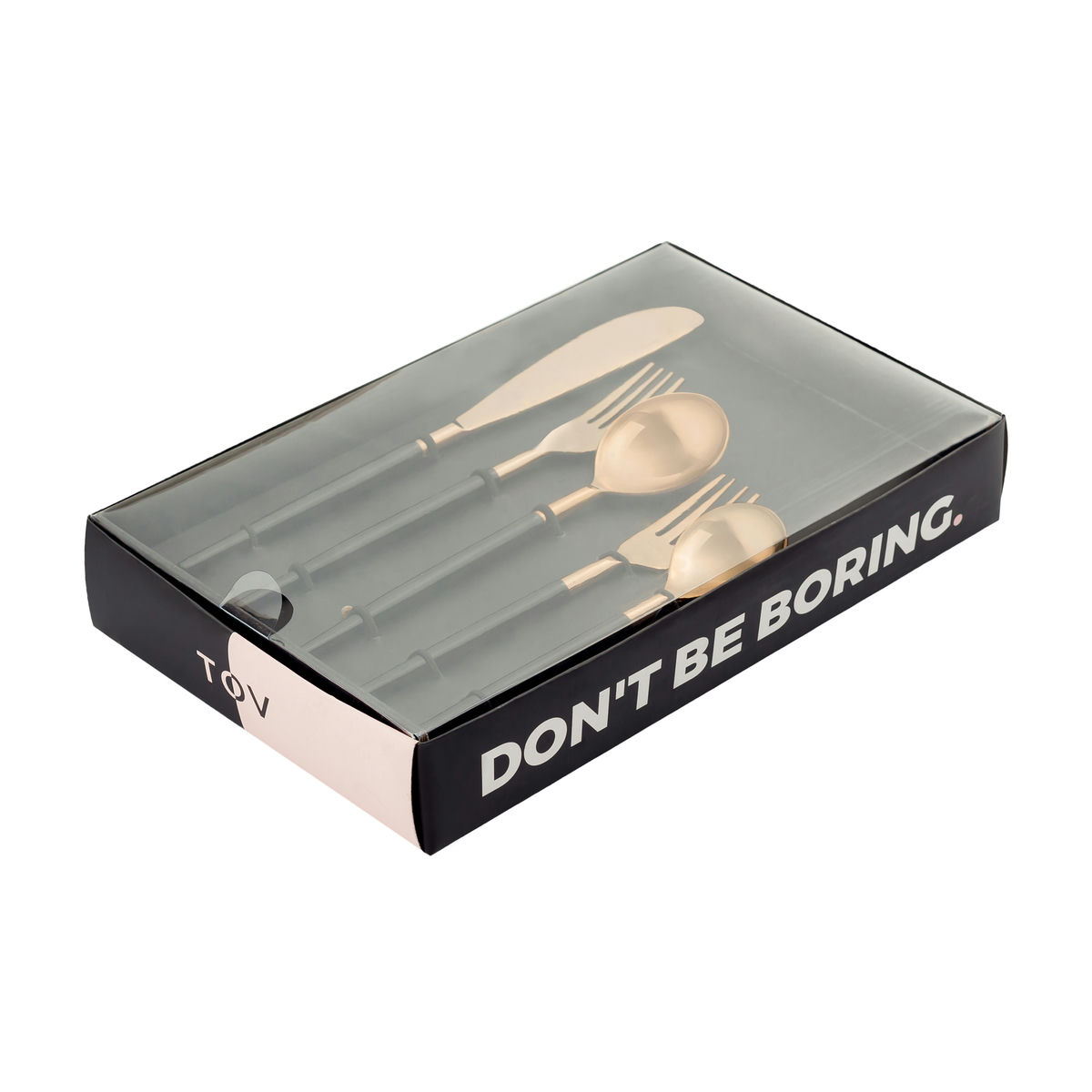 TOV Furniture Stainless Steel Rose Gold/Black 20 pc Flatware - Set of 4