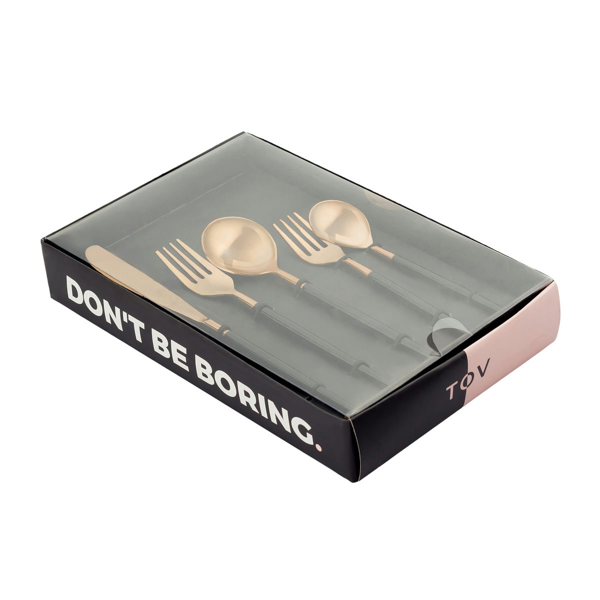 TOV Furniture Stainless Steel Rose Gold/Black 20 pc Flatware - Set of 4
