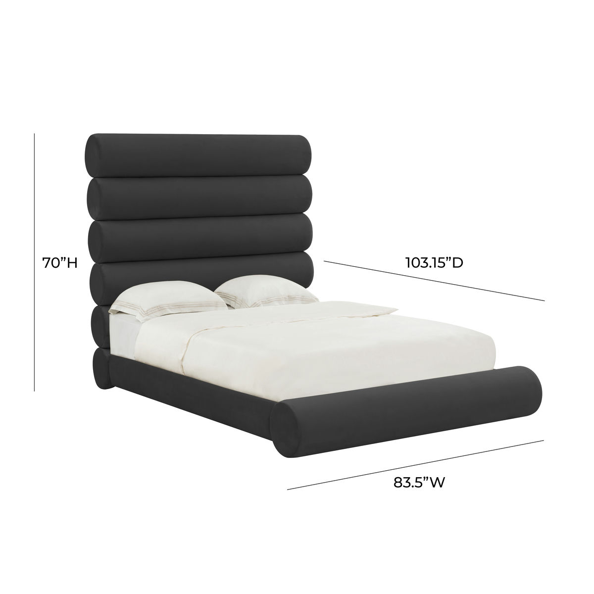 TOV Furniture Durwin Black Velvet Bed in King