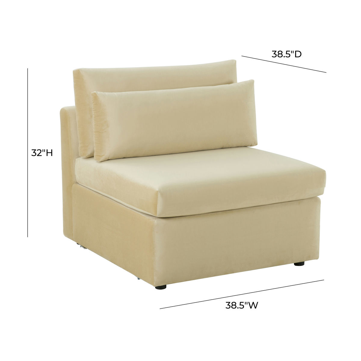 TOV Furniture Jessie Champagne Velvet Modular Armless Chair