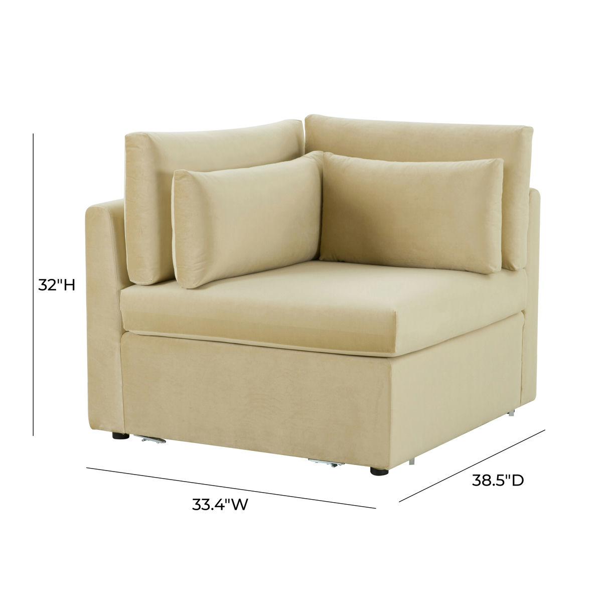 TOV Furniture Jessie Champagne Velvet Modular Corner Chair