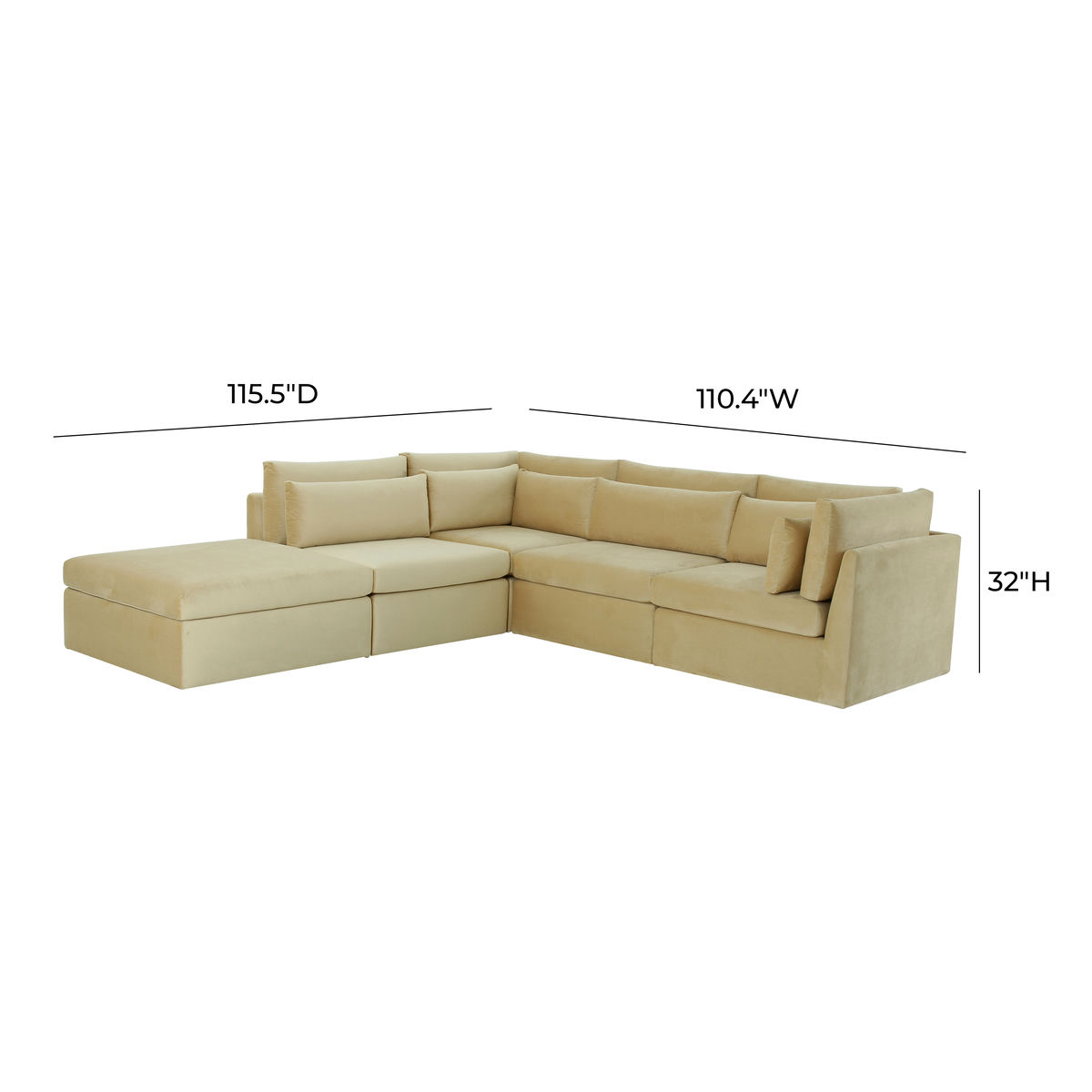 TOV Furniture Jessie Champagne Velvet Modular Sectional