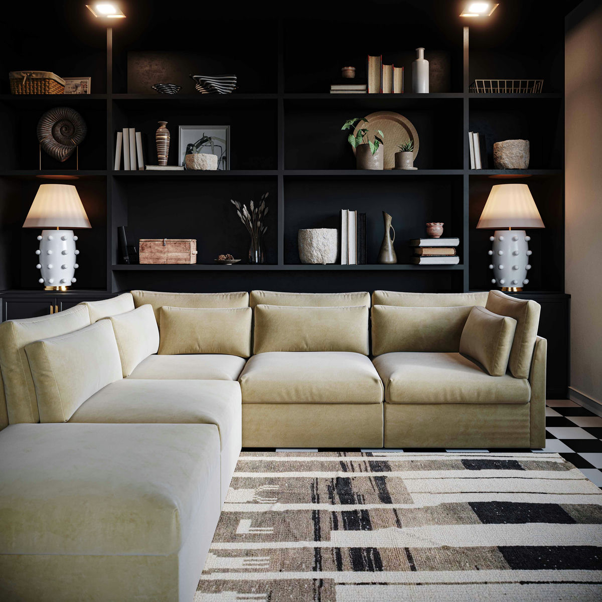 TOV Furniture Jessie Champagne Velvet Modular Sectional