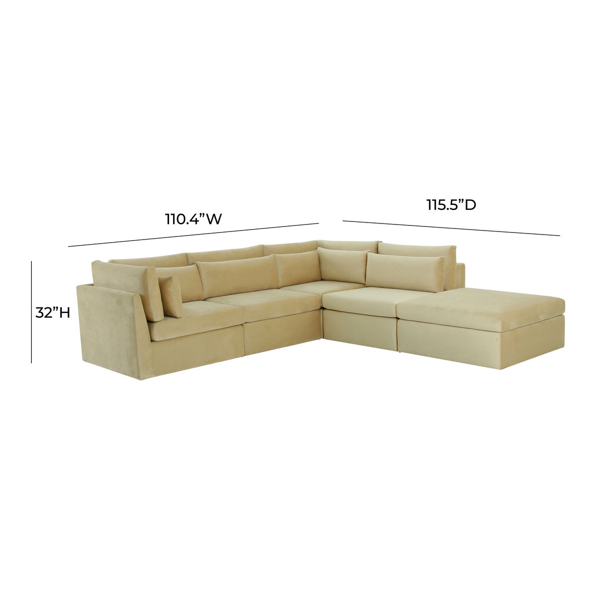 TOV Furniture Jessie Champagne Velvet Modular Sectional