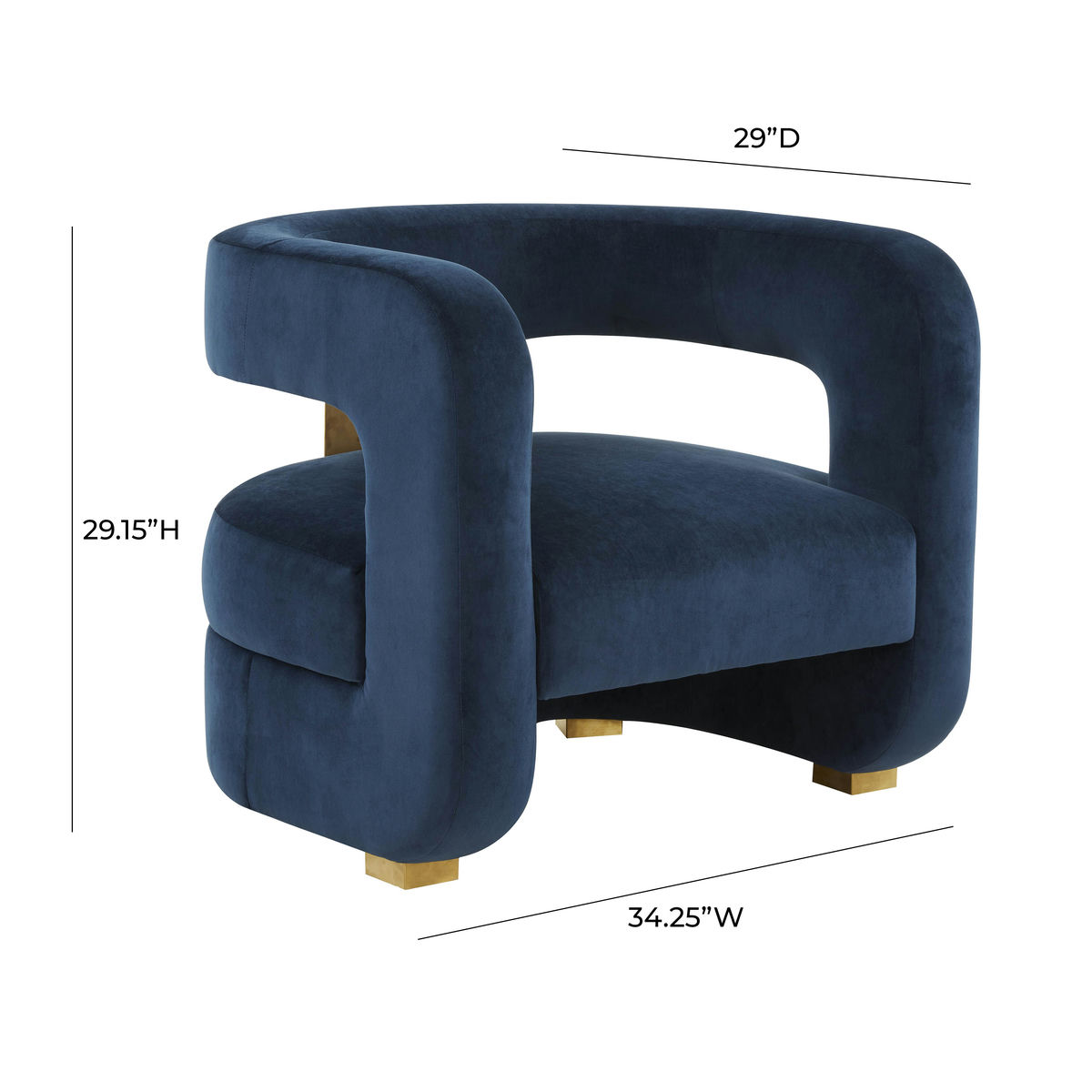 TOV Furniture Ayanna Midnight Velvet Accent Chair