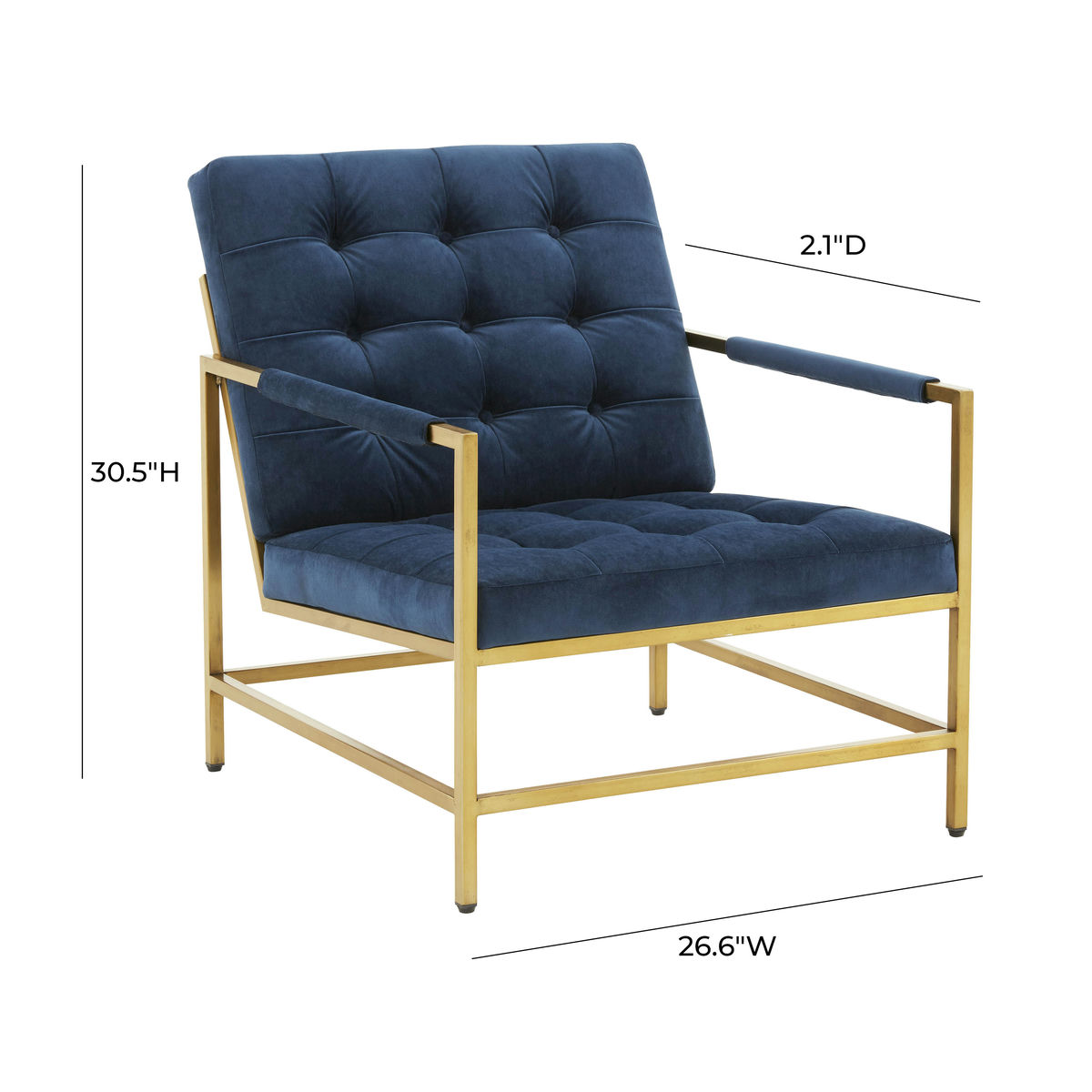 TOV Furniture Van Midnight Blue Velvet Accent Chair