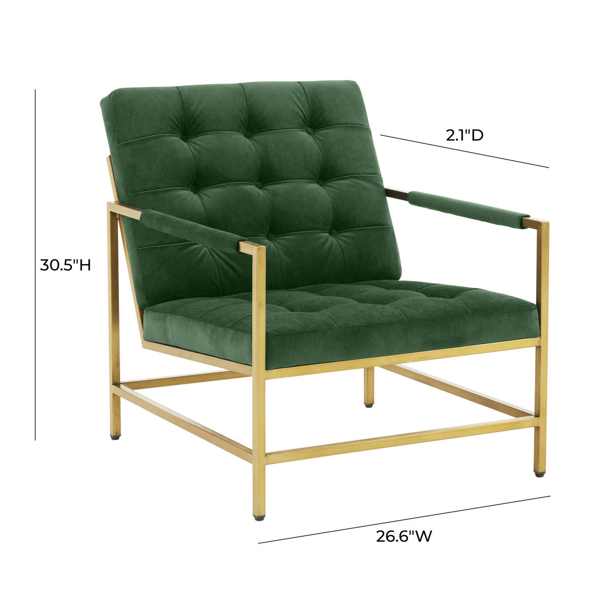 TOV Furniture Van Emerald Green Velvet Accent Chair
