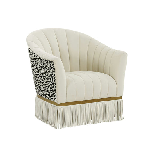 TOV Furniture Enid Cream Velvet Swivel Chair