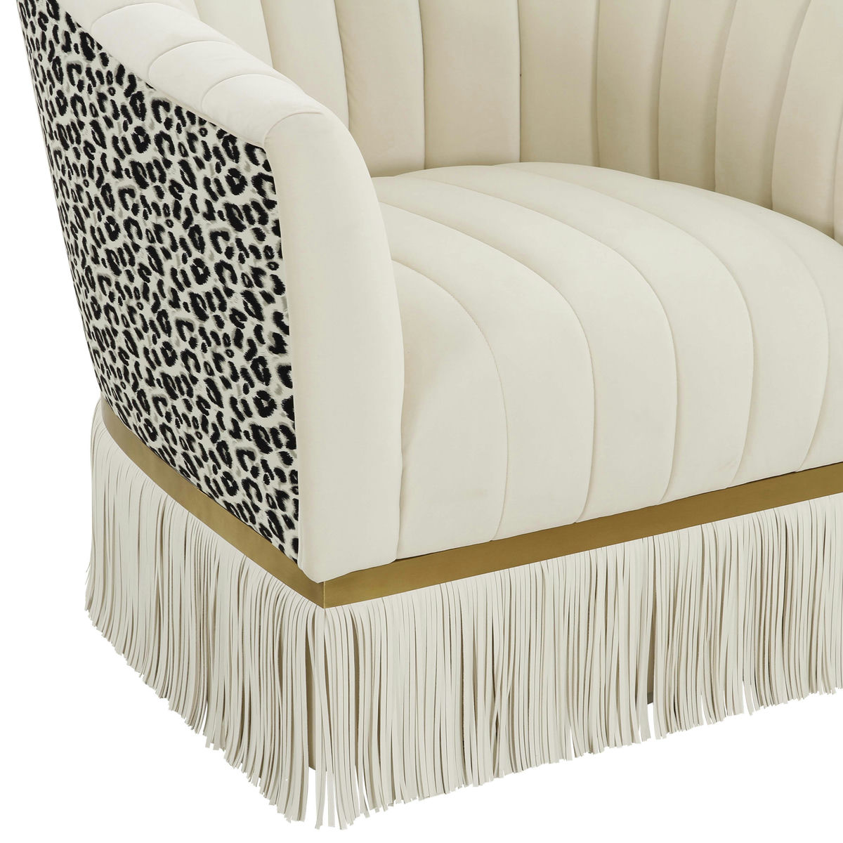 TOV Furniture Enid Cream Velvet Swivel Chair