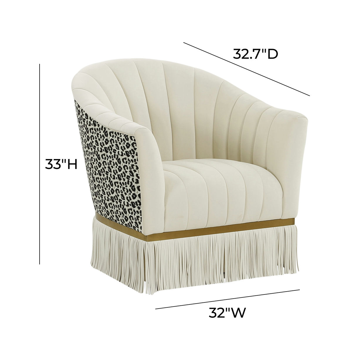 TOV Furniture Enid Cream Velvet Swivel Chair