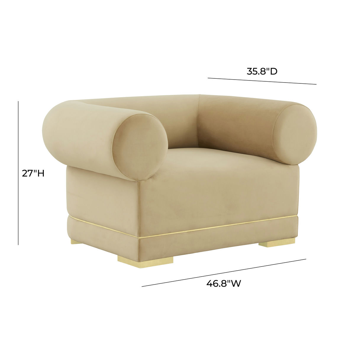 TOV Furniture Ricardo Champagne Velvet Accent Chair