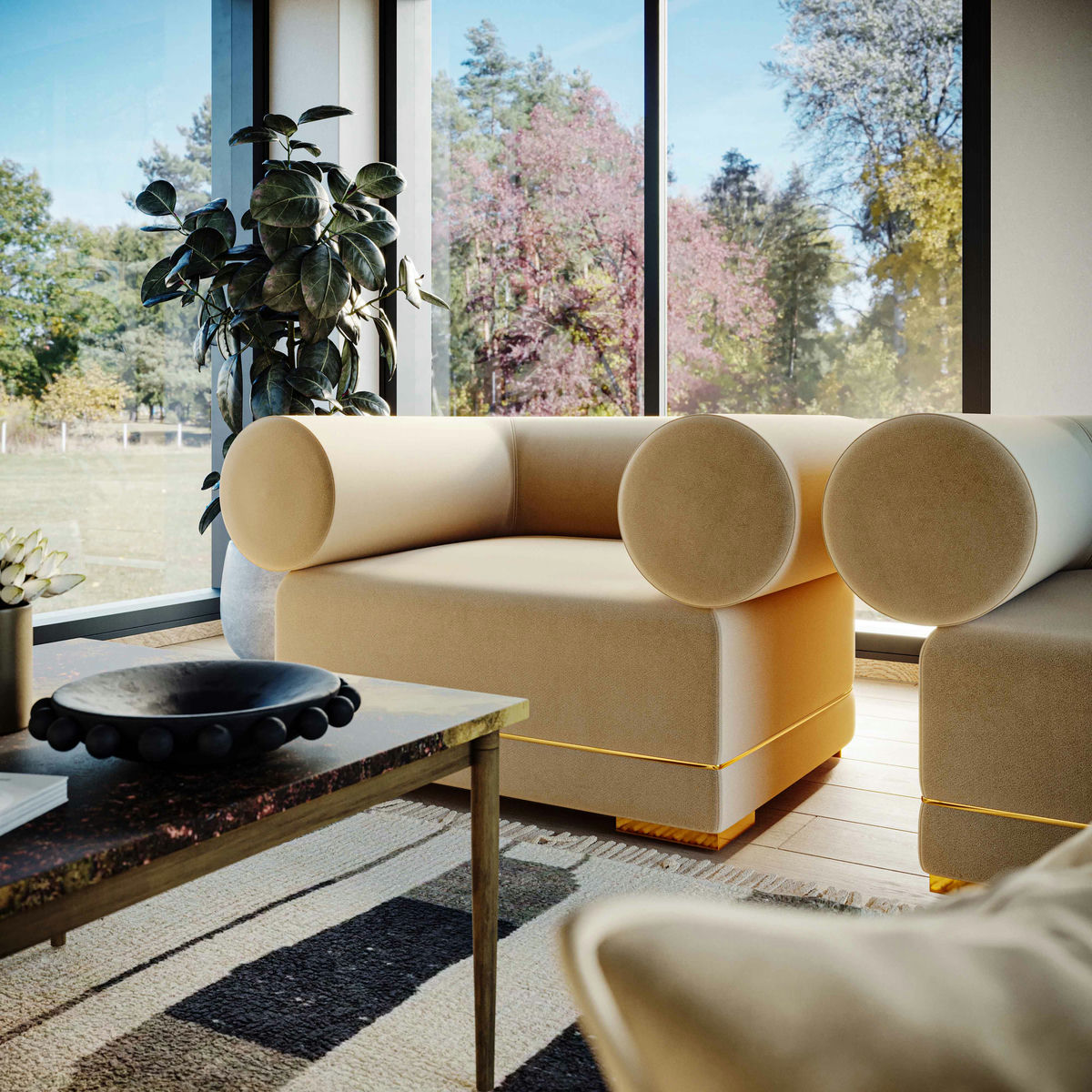 TOV Furniture Ricardo Champagne Velvet Accent Chair