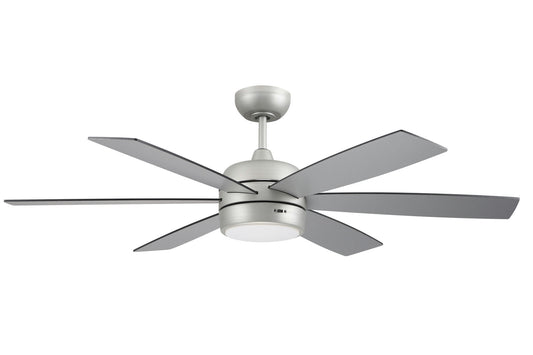 52" Trevor, Nickel Finish, White/Washed Oak blades, Lighti kit included