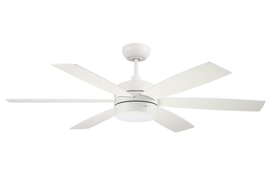 52" Trevor, White finish, White/Washed Oak blades, Lighti kit included(Optional)