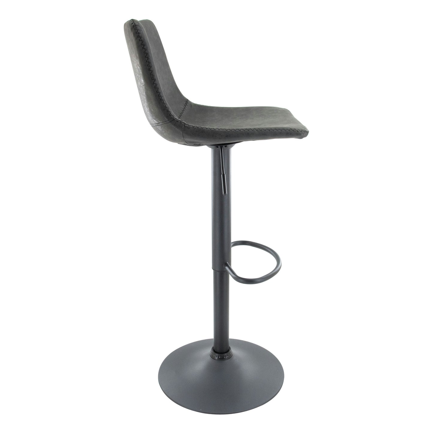 LeisureMod Tilbury Modern Adjustable Charcoal Black Bar Stool