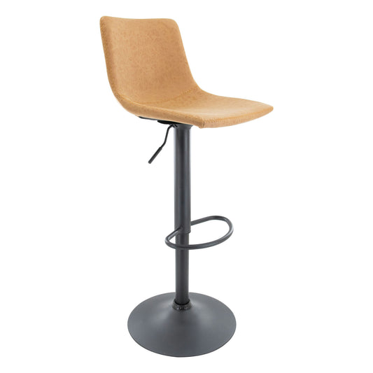 LeisureMod Tilbury Modern Adjustable Light Brown Bar Stool