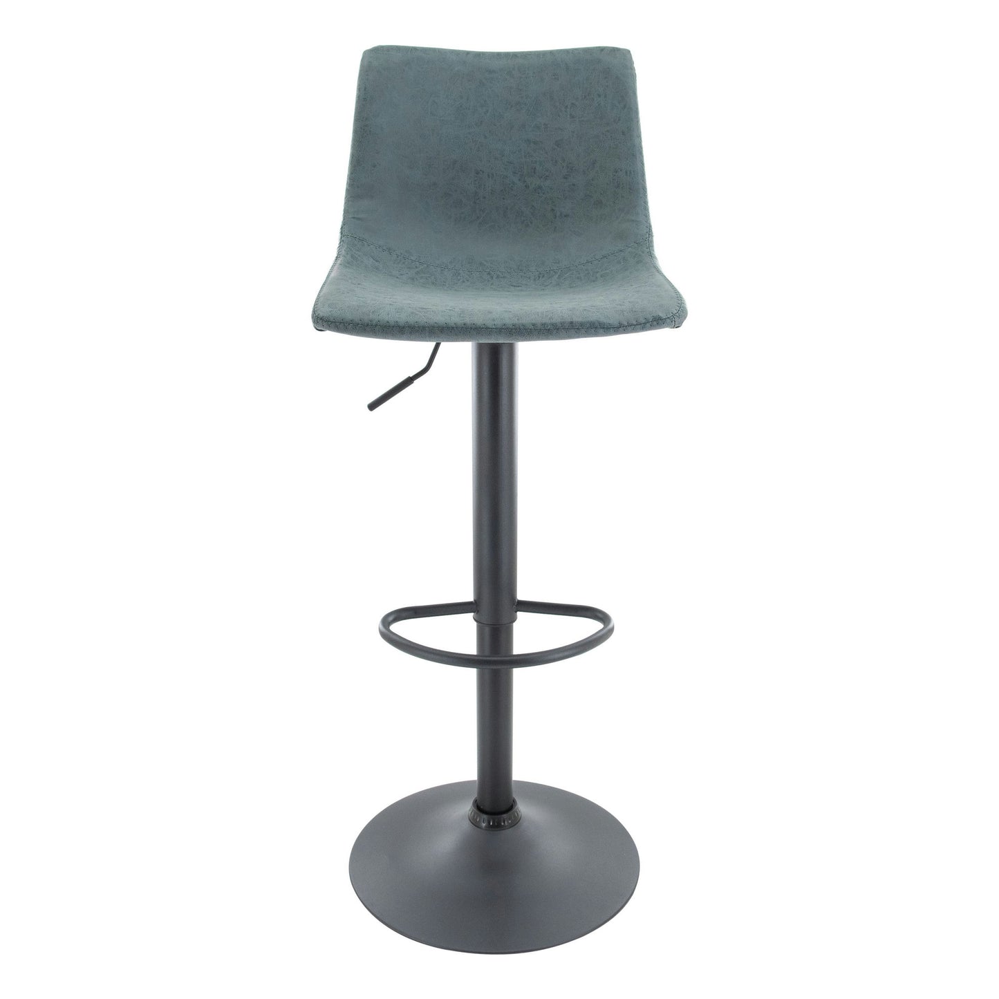 LeisureMod Tilbury Modern Adjustable Peacock Blue Bar Stool Set of 2