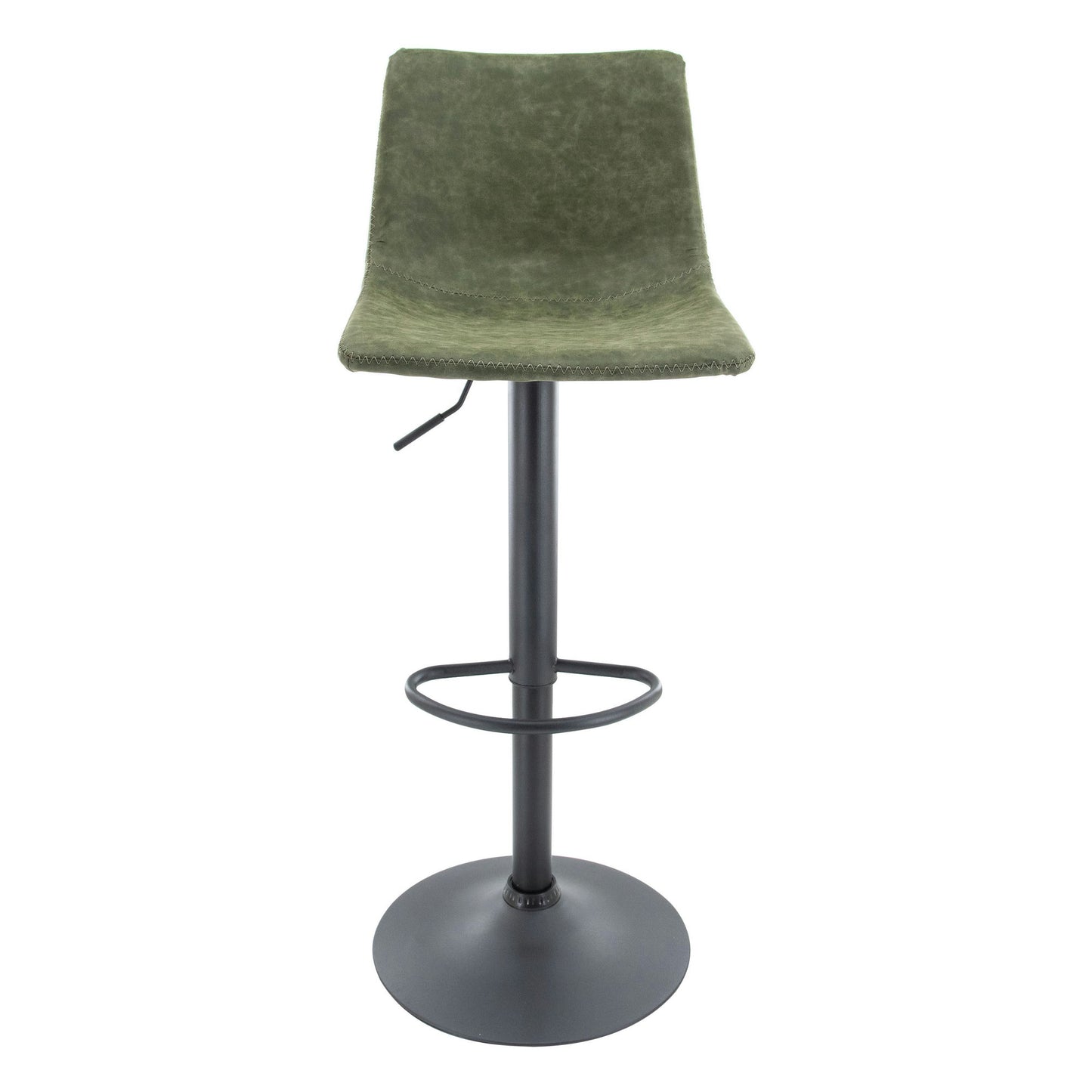 LeisureMod Tilbury Modern Adjustable Olive Green Bar Stool Set of 2