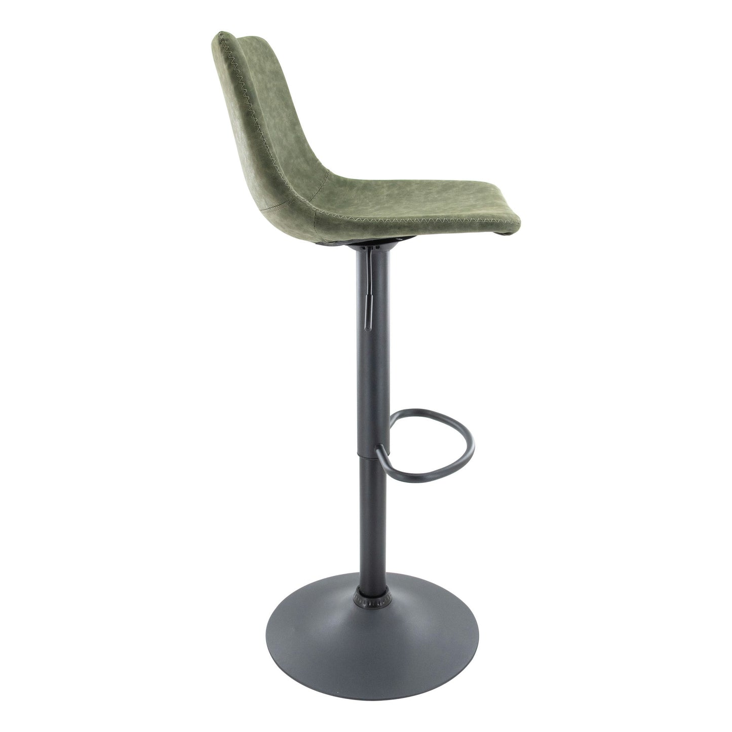 LeisureMod Tilbury Modern Adjustable Olive Green Bar Stool Set of 2