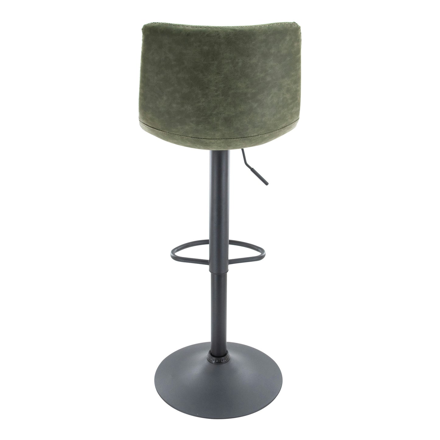 LeisureMod Tilbury Modern Adjustable Olive Green Bar Stool Set of 2