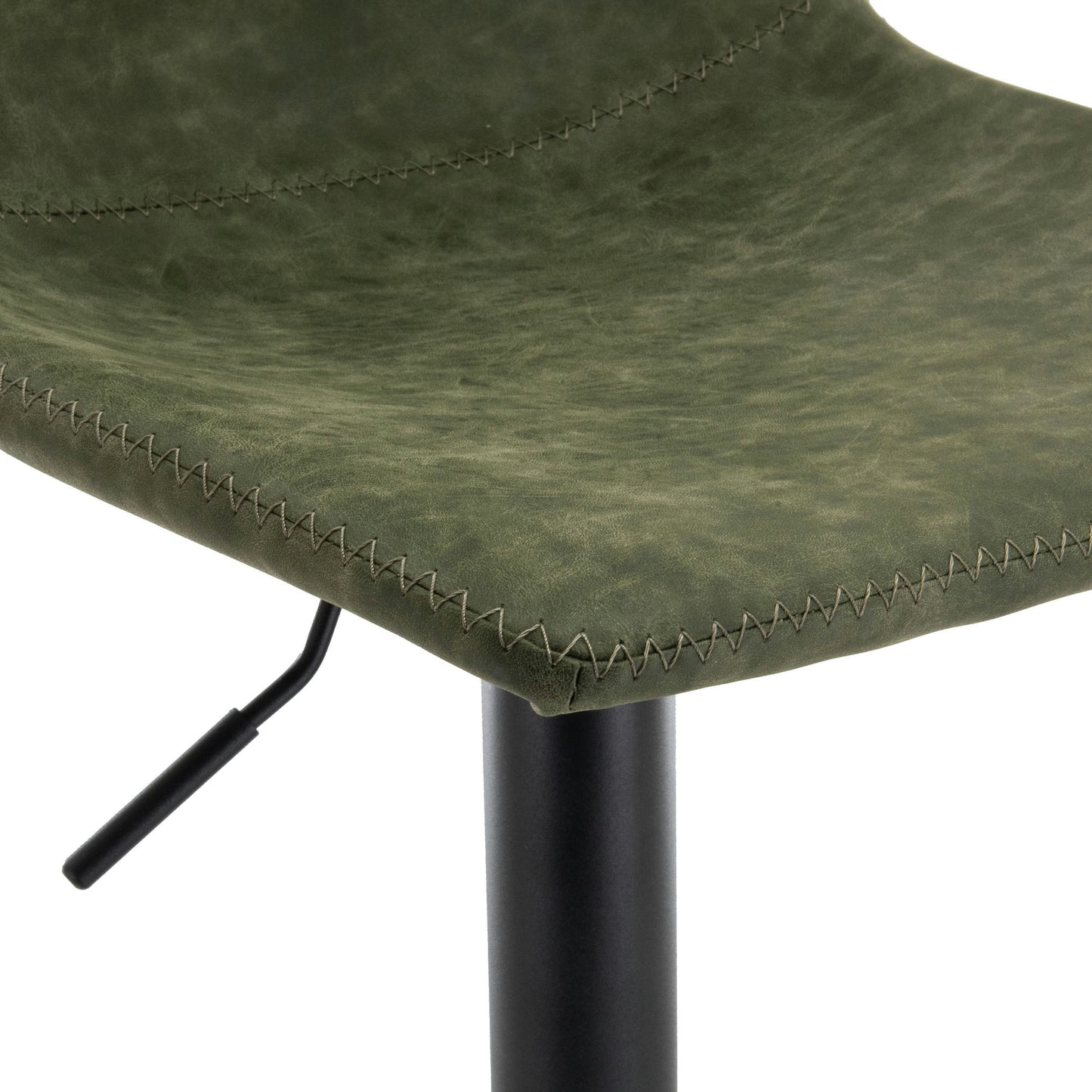 LeisureMod Tilbury Modern Adjustable Olive Green Bar Stool Set of 2