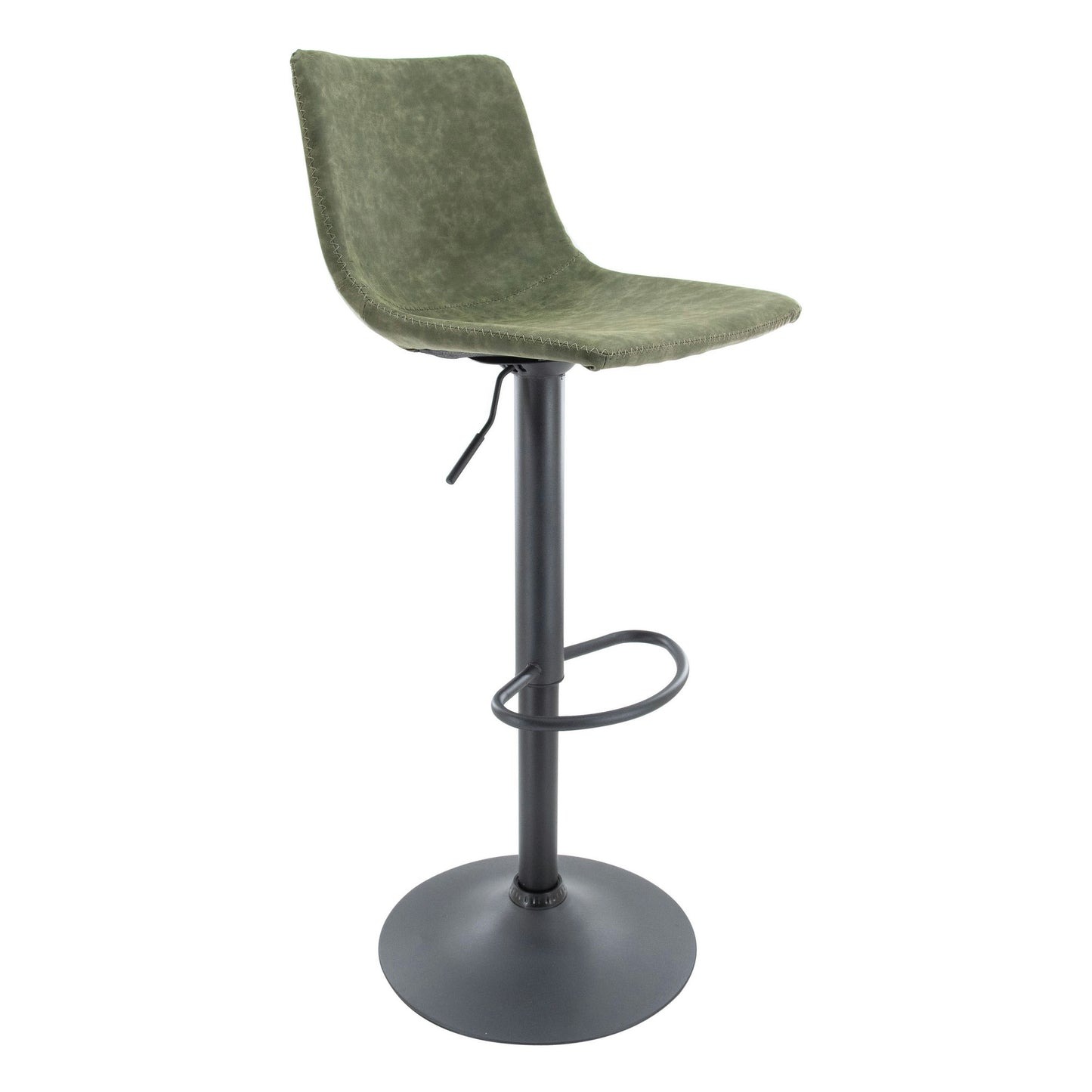 LeisureMod Tilbury Modern Adjustable Olive Green Bar Stool