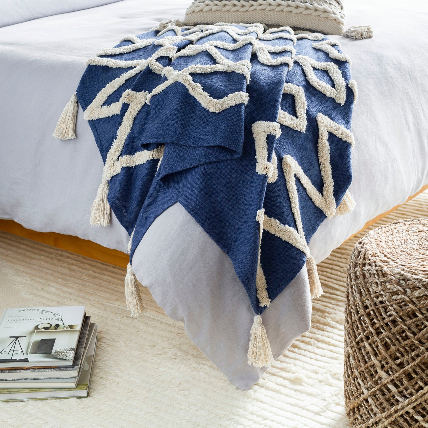 Surya Tut Navy Throw 50"W X 60"L