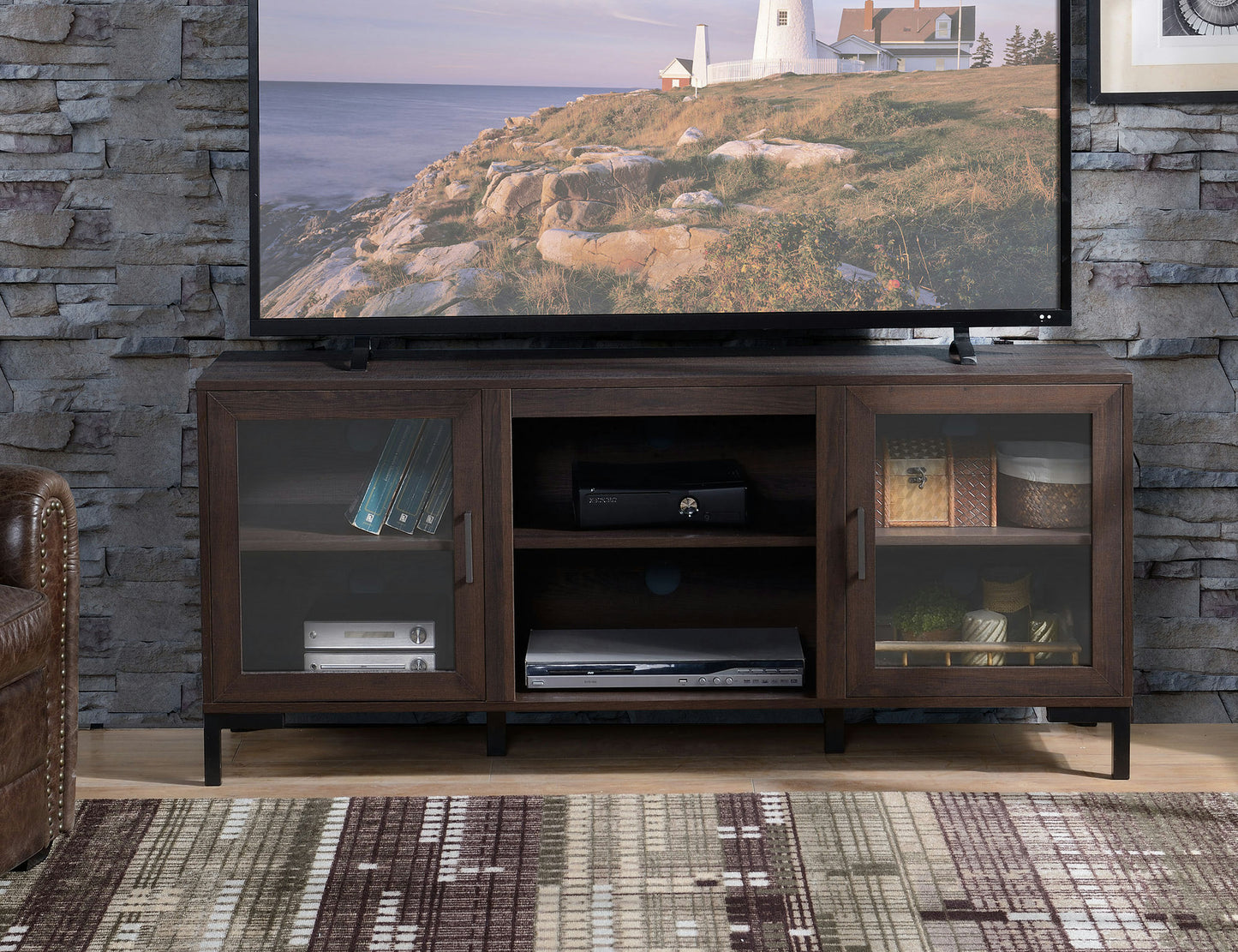 Dark Brown Finish TV Stand