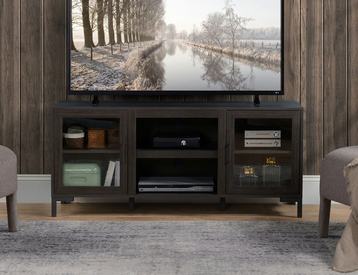 Dark Oak Finish TV Stand