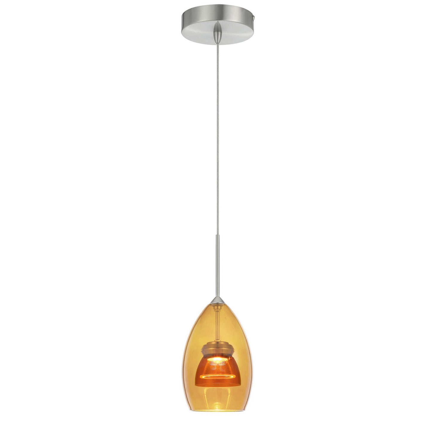 Amber/yellow Metal, glass 128 integrated led pendant - Pendant