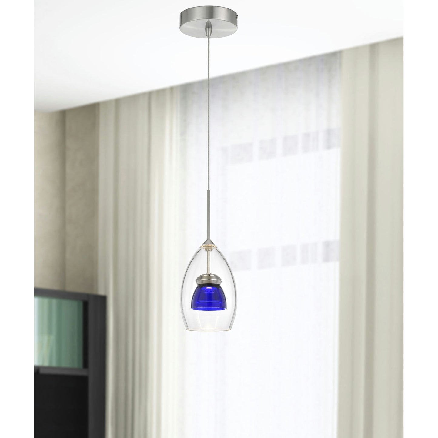 Clear blue Metal 128 integrated led pendant - Pendant