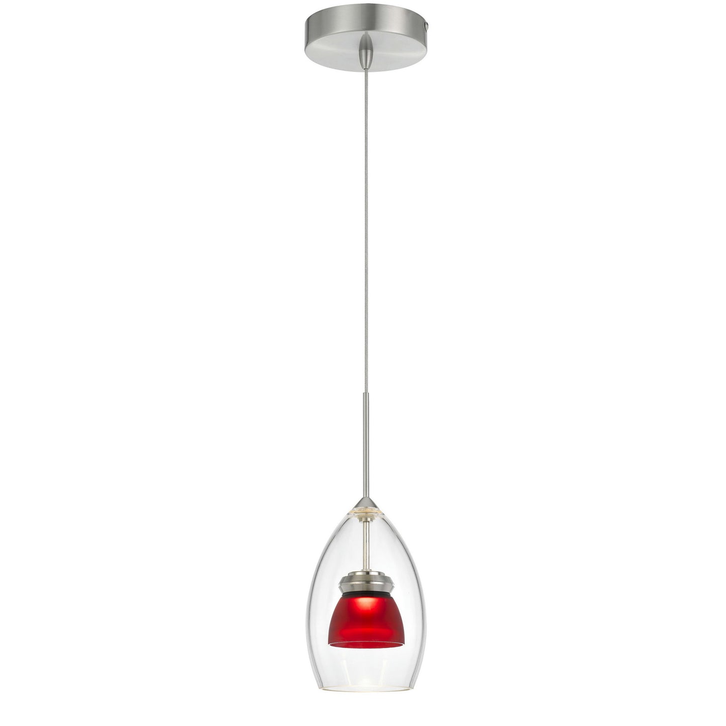 Frosted red Metal/glass 128 integrated led pendant - Pendant