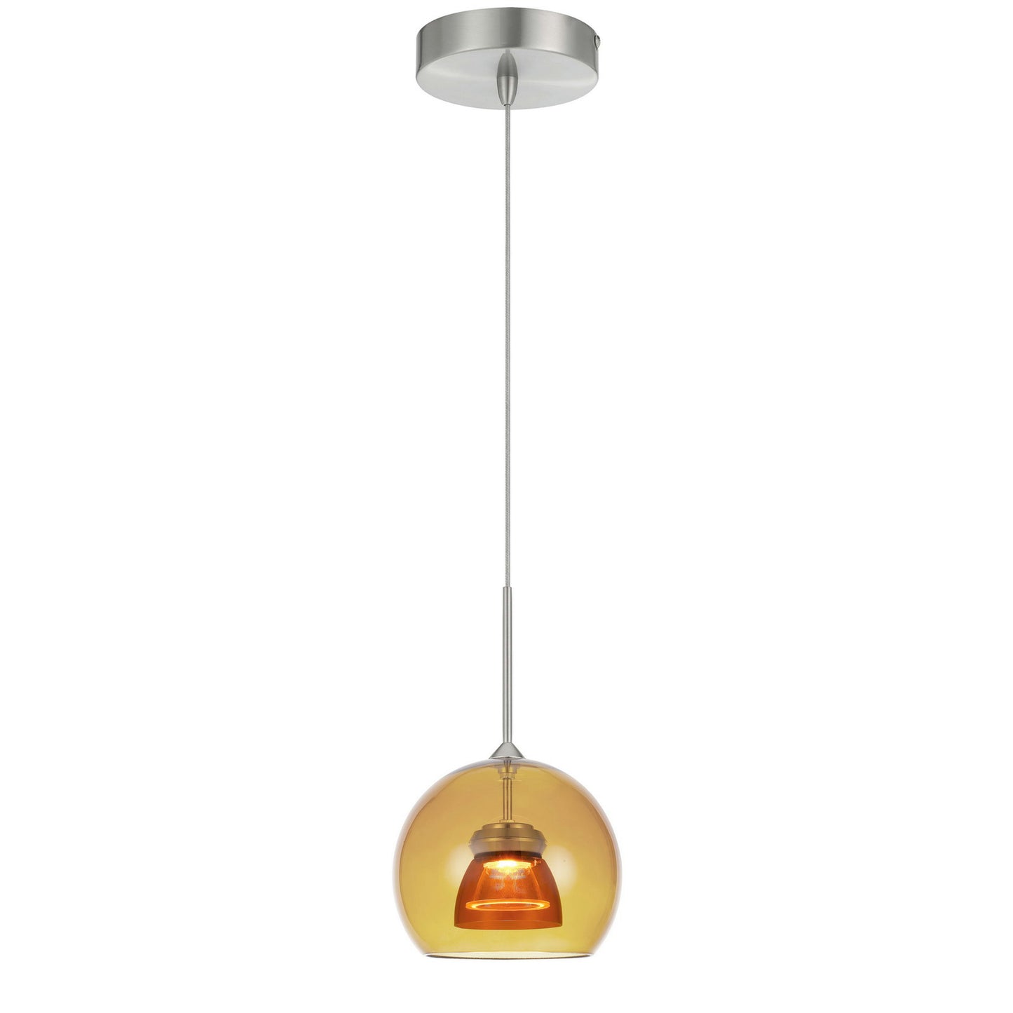 Amber/yellow Metal, glass 335 integrated led pendant - Pendant