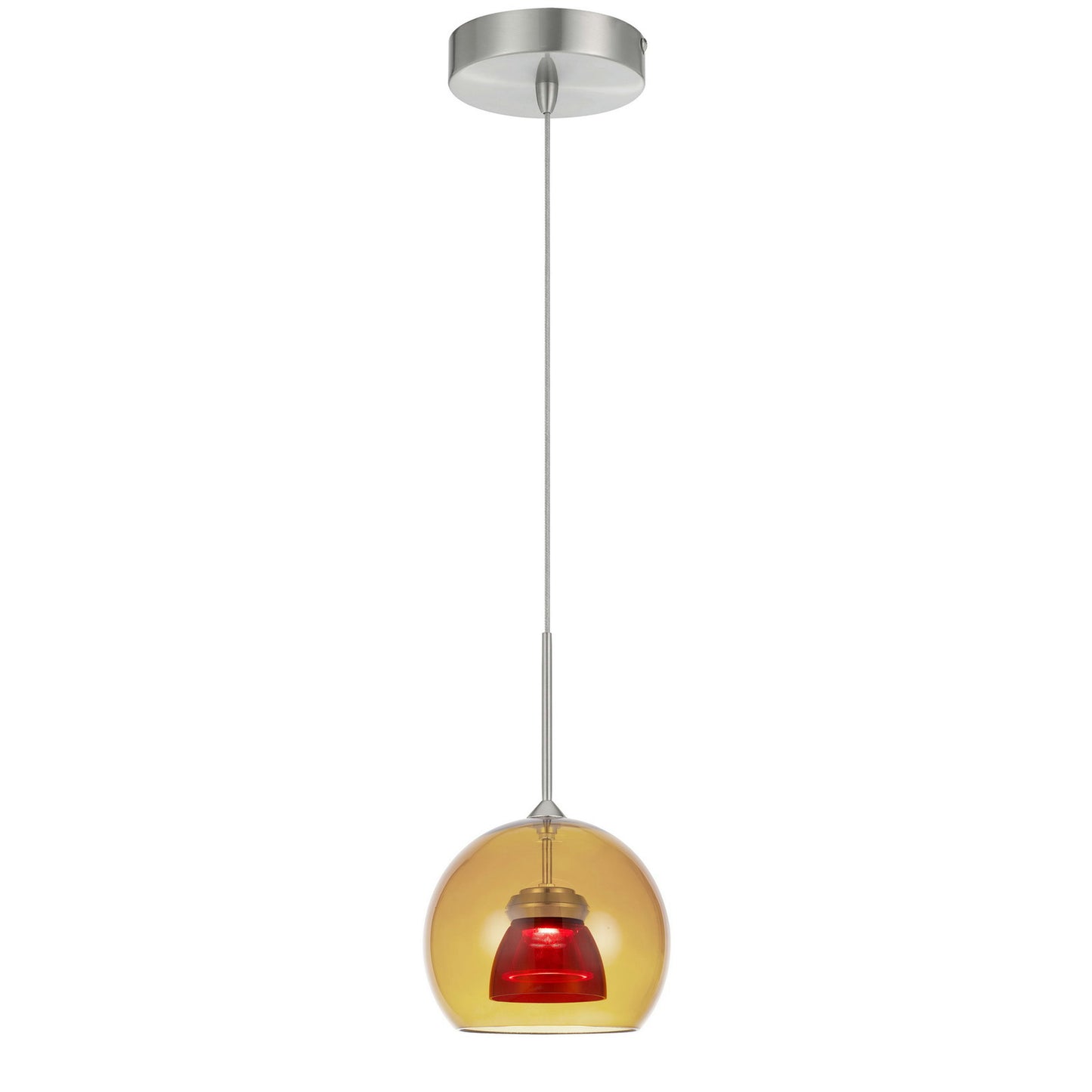 Amber/red Metal, glass 335 integrated led pendant - Pendant