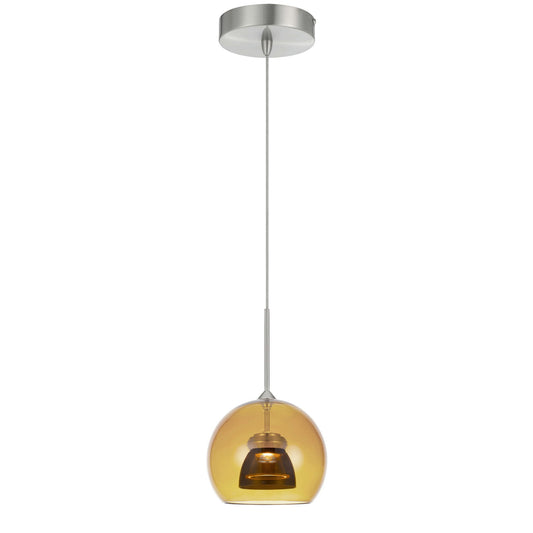 Amber/smoke Metal, glass 335 integrated led pendant - Pendant