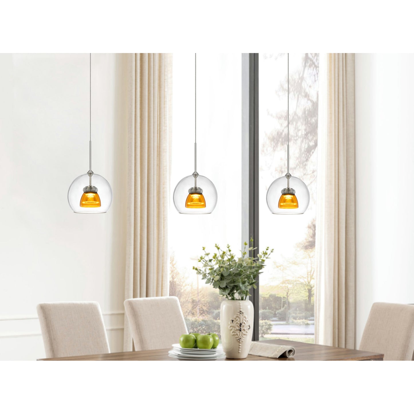 Clear yellow Metal 335 integrated led pendant - Pendant