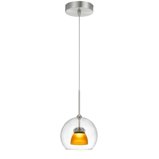 Frosted yellow Metal/glass 335 integrated led pendant - Pendant