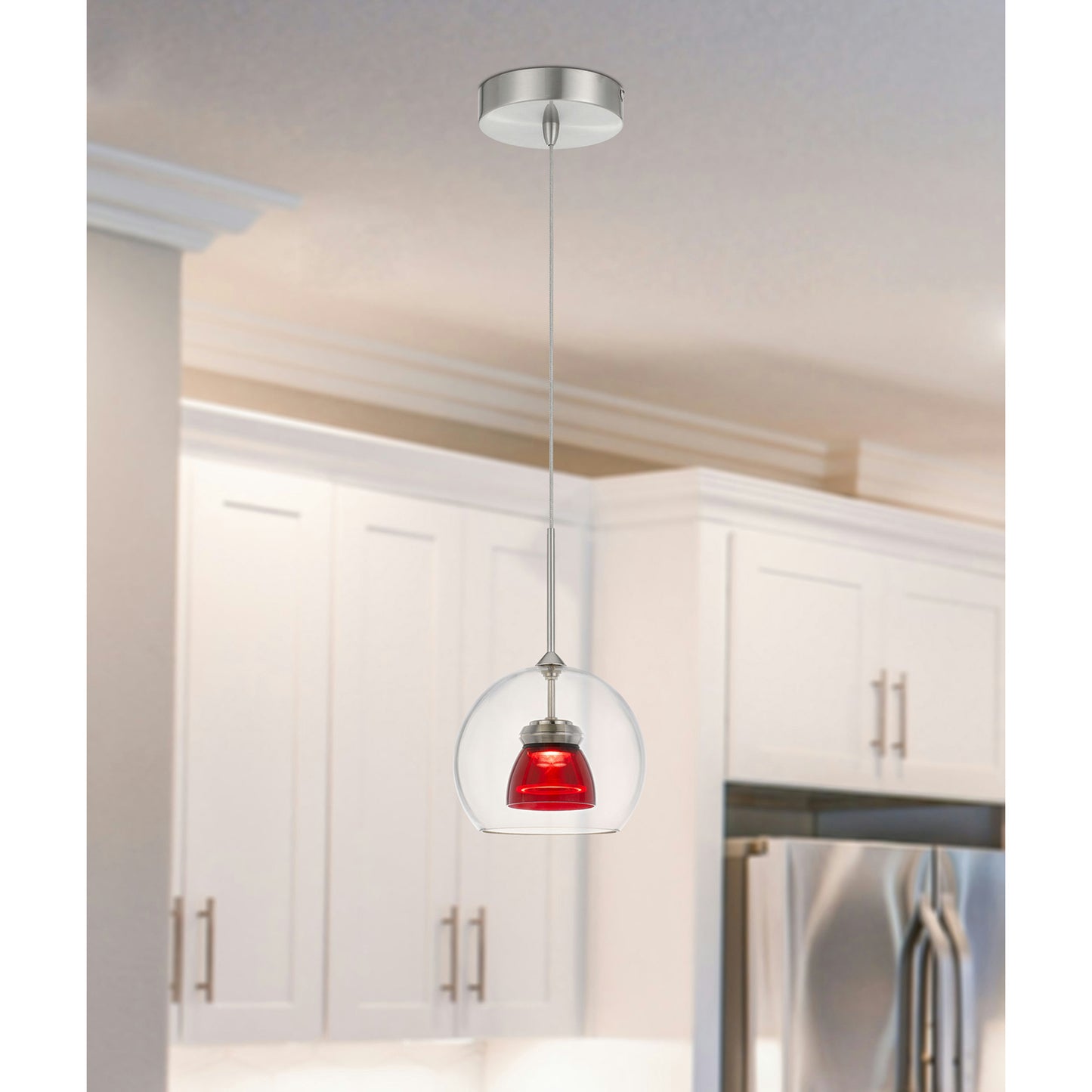 Red clear Metal/glass 335 integrated led pendant - Pendant