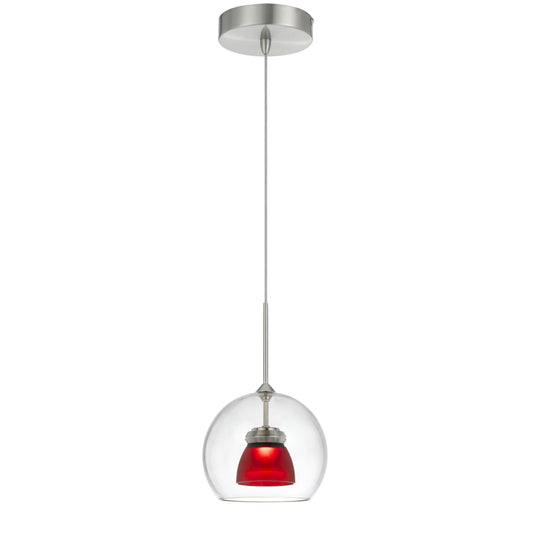 Frosted red Metal/glass 335 integrated led pendant - Pendant